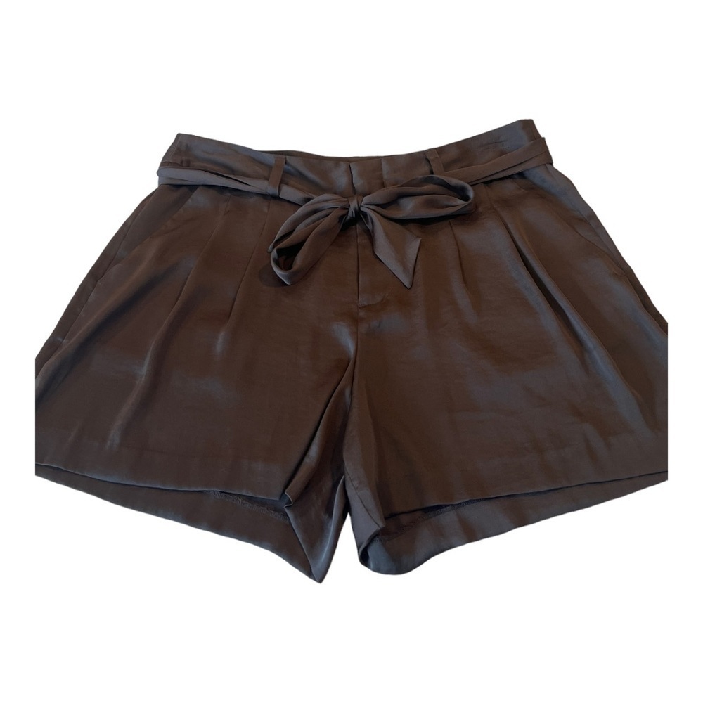 Vince Camuto Dark Brown Dressy Soft Silky Paperbag-Waist Shorts Size 8